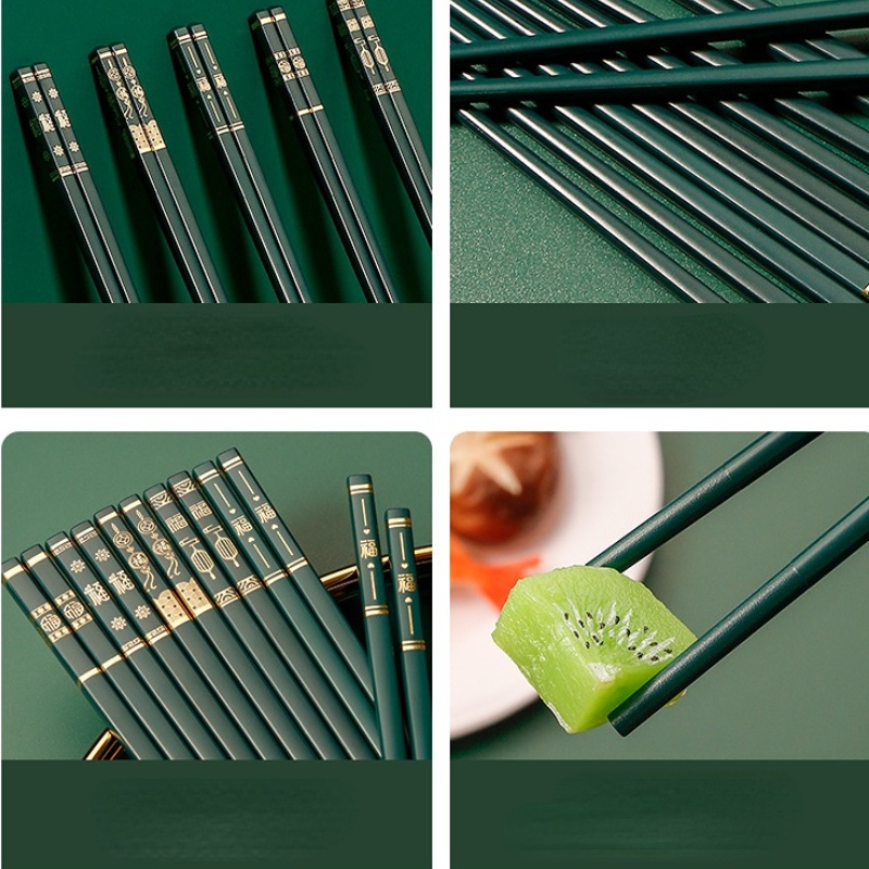 Đũa Hợp Kim Chống Trượt Chịu Nhiệt Cao Màu Đỏ Và Xanh Lá Dùng Trong Nhà