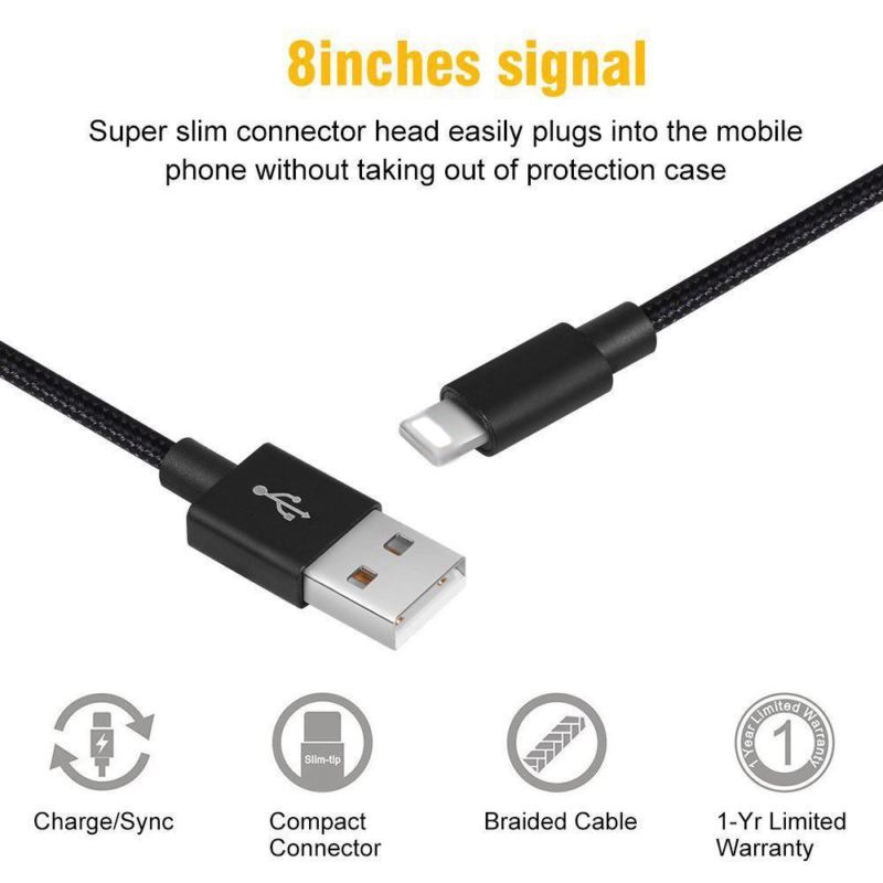 Dây Cáp Sạc USB Ngắn Mới Cho iPhone Dây Cáp Sạc Nhanh Màu Hồng 25CM