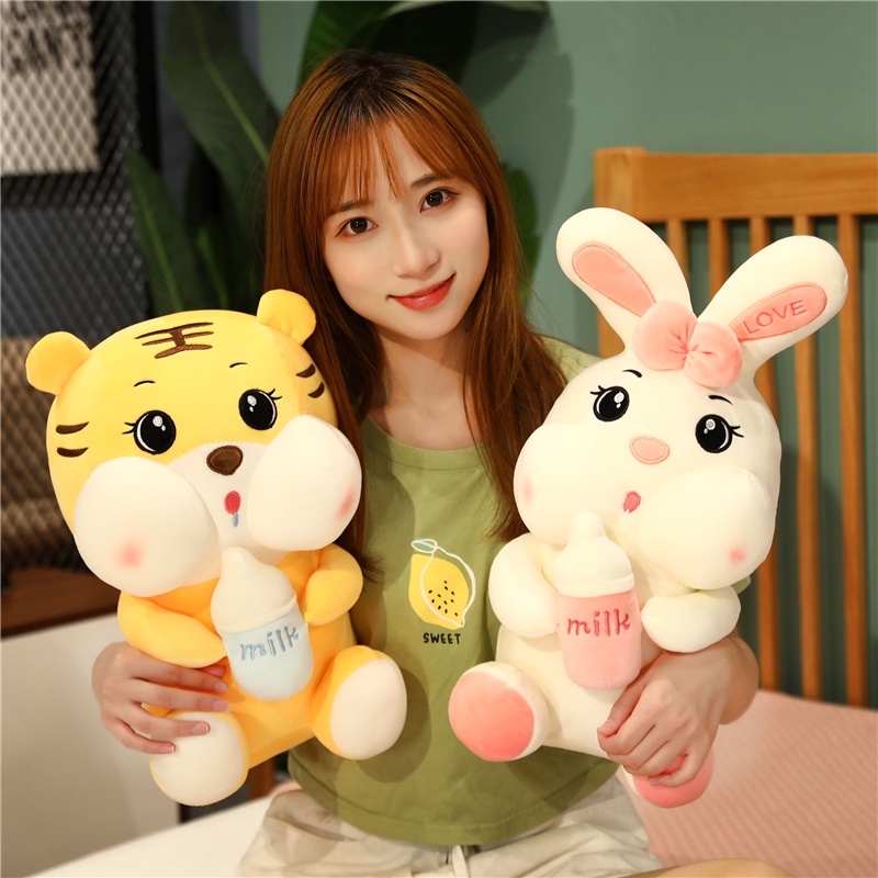 ❤90CM Milk Bottle Rabbit Plush Toy Down Cotton Stuffed Doll Birthday Gift Bed Large Sleep Pillow Bed Decoration Doll Child Gift