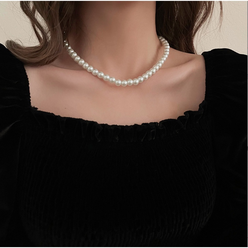 Dây chuyền nữ vòng cổ ngọc trai nhân tạo phong cách sang trọng hạt 4-6-8-10mm