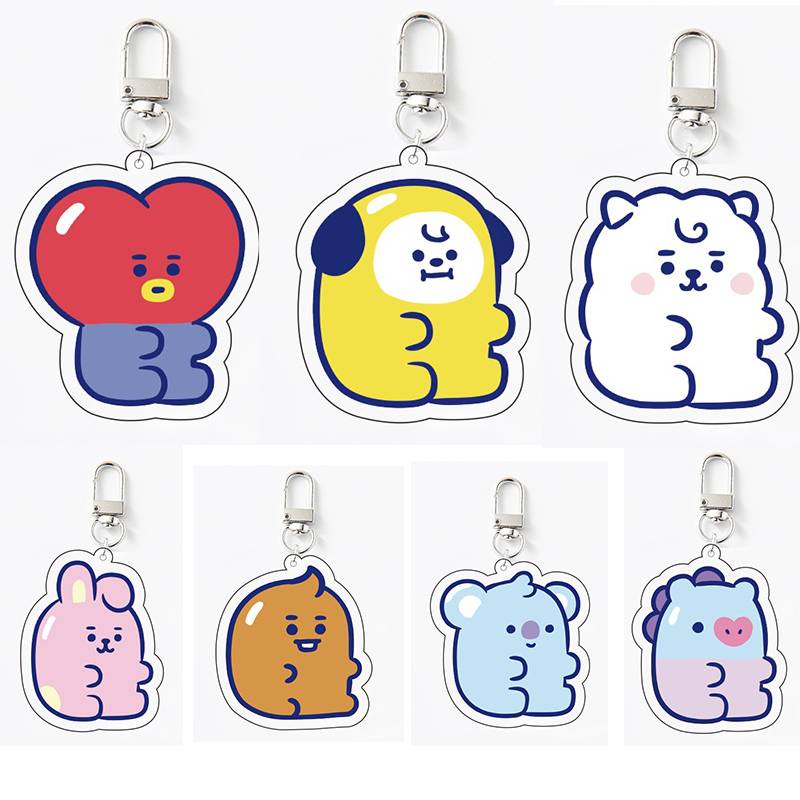Móc Khóa Hai Mặt Họa Tiết BT21 KPOP 2021 Xinh Xắn