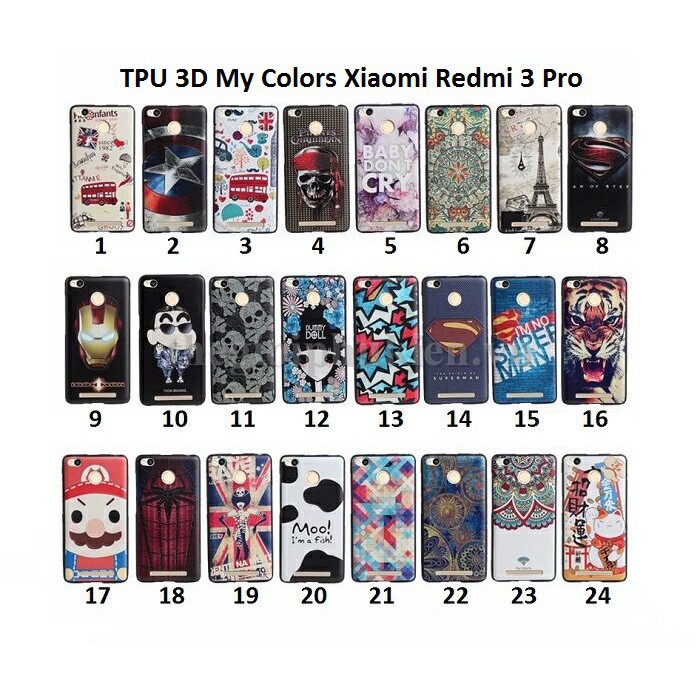 Ốp lưng hình 3D sần cao cấp hãng My Colors cho Xiaomi Redmi 3 Pro, 3X, Redmi 3s.