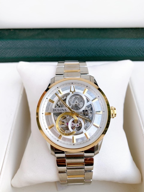 Đồng hồ nam Bulova Skeleton 98A214 43mm máy cơ Automatic lộ máy