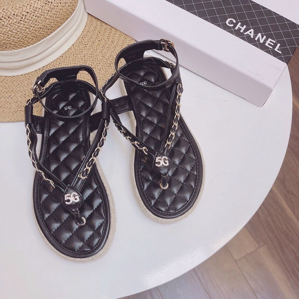 Sandal Hiền Hồ,Tông Sandal Đế cói 2cm ,dép xỏ ngón quai xích Thời Trang Mùa Hè Siêu Hot Đi Chơi, Đi Biển