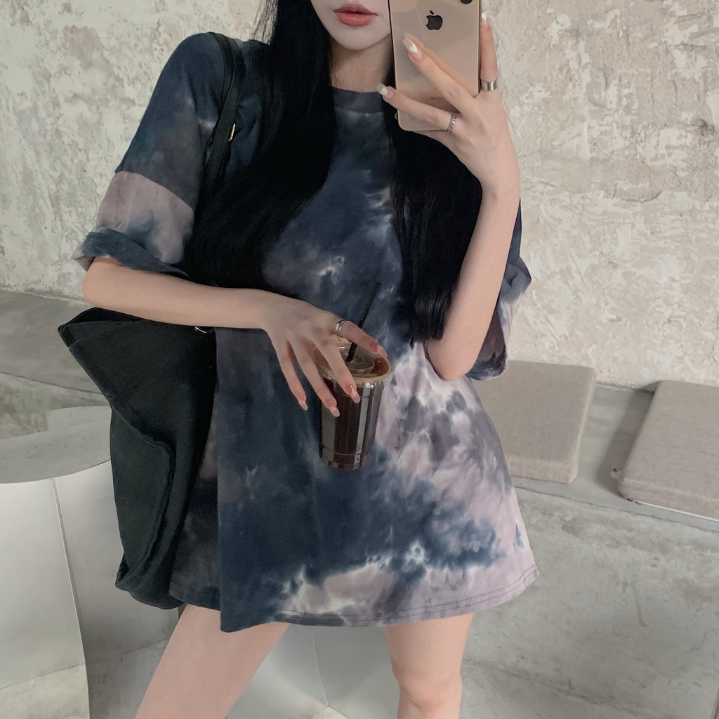 Áo Thun Tay Ngắn Oversize Phối Dây Xích Phong Cách Đường Phố Hip Hop Thời Trang Hàn Quốc