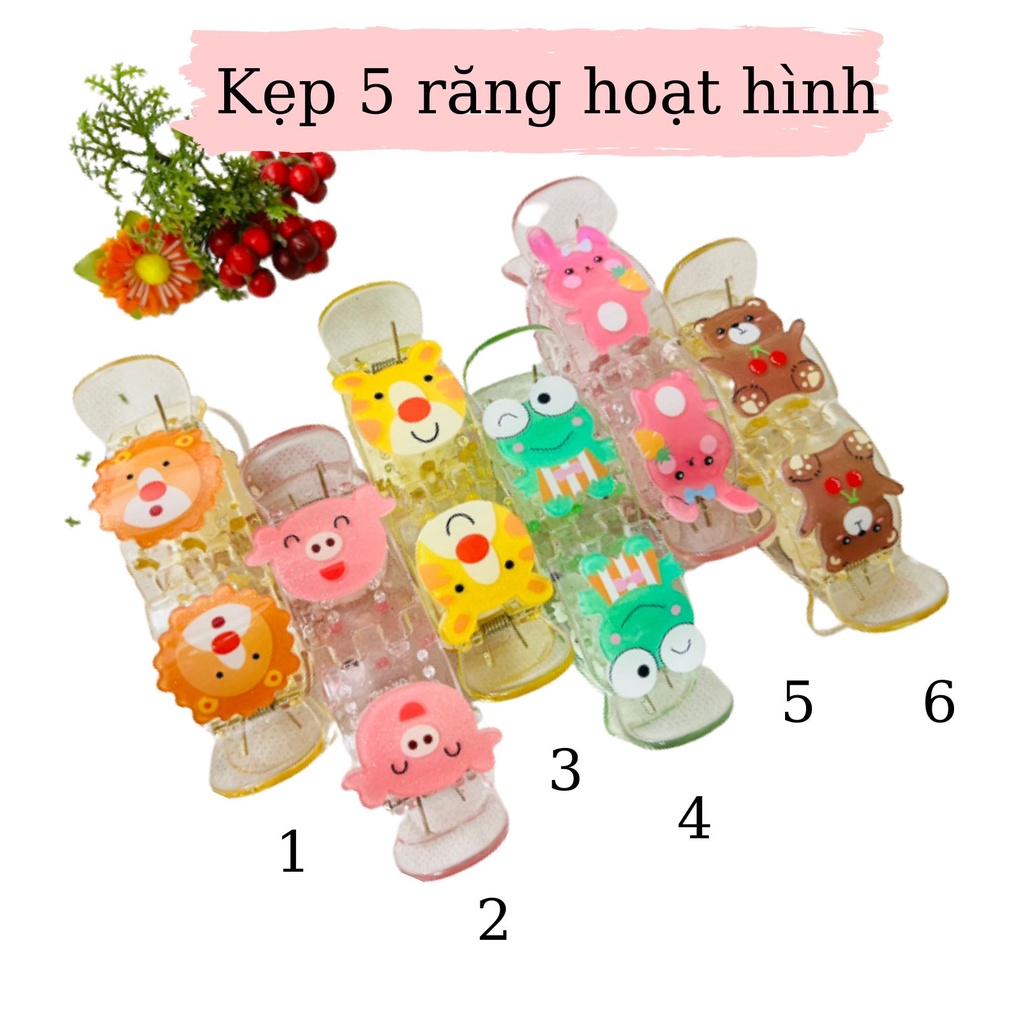 [Hình thật] Kẹp tóc càng cua 5 răng 3D cao cấp honey nhiều họa tiết dễ thương K5R