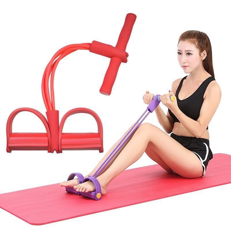 Dây kéo tập bụng thể dục GYM- YOGA đàn hồi 4 Ống Cao Su,tập cơ bụng thông minh tại nhà (sẵn hàng)
