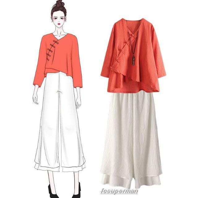 Bộ hán phục cách tân chất vải cotton thoáng mát kiểu retro | BigBuy360 - bigbuy360.vn
