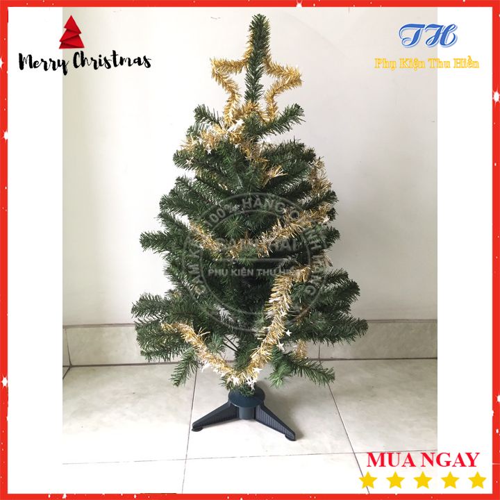 Cây Thông Noel Để Bàn 90cm Kèm Dây Đèn Led, Ngôi Sao Đỉnh Và Dây Kim Tuyến Trang Trí Giáng Sinh
