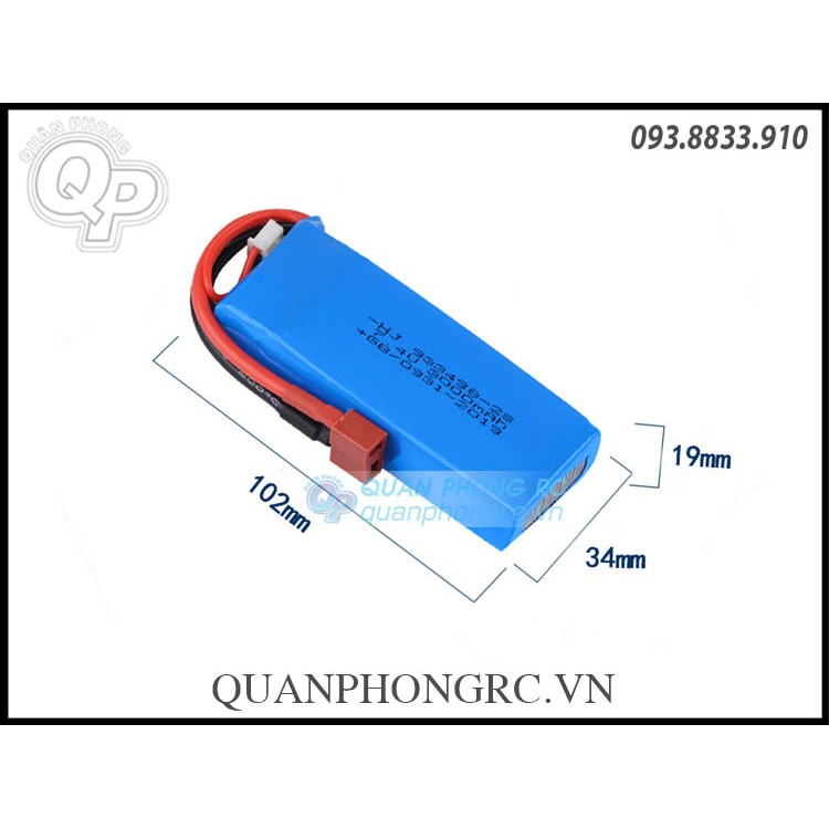 Pin 3000mAh 2S 25C 7.4V LiPo cho xe WL144001