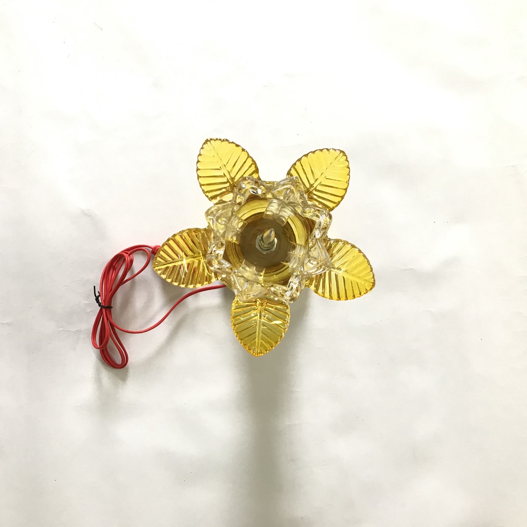 ĐÈN THỜ BÔNG PHA LÊ MÀU VÀNG CHẠY BẰNG ĐIỆN CAO 20CM
