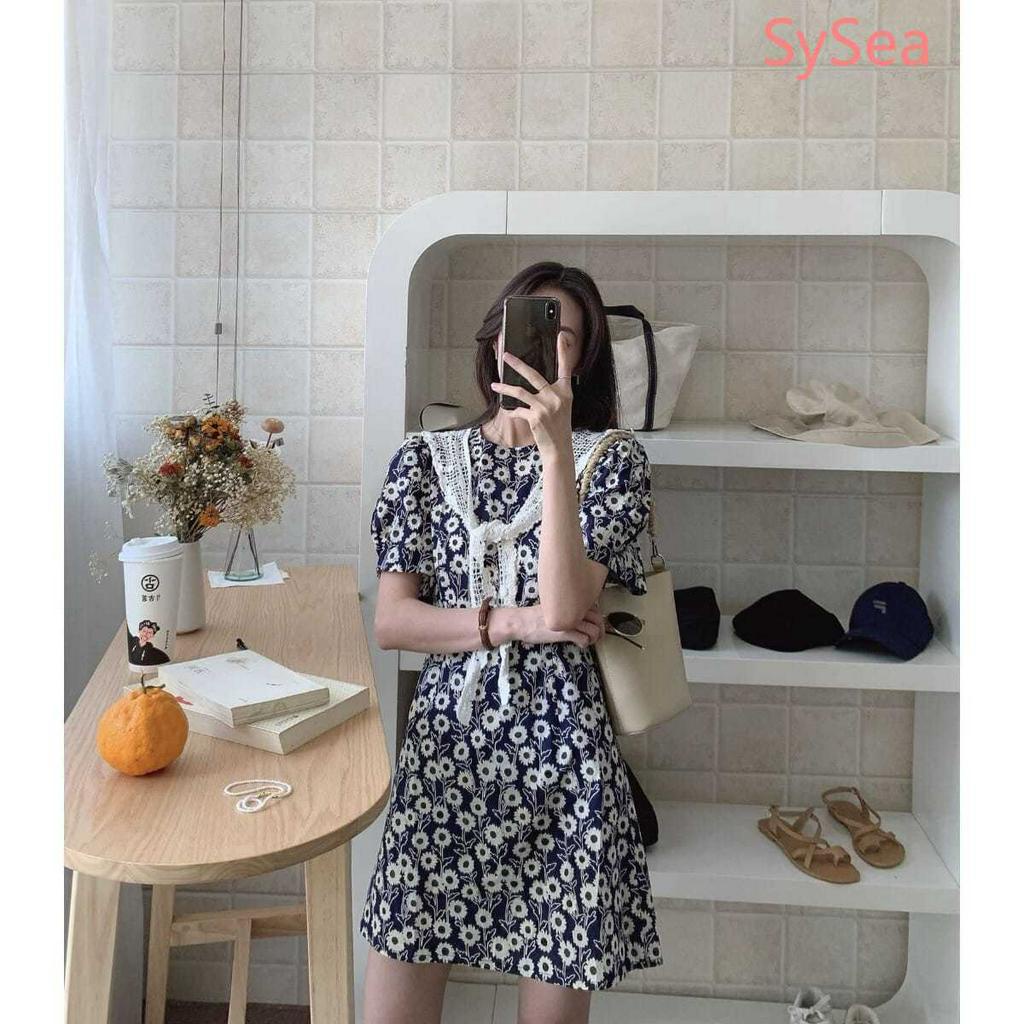 Đầm Nữ In Hoa Kèm Khăn Choàng Phong Cách Retro