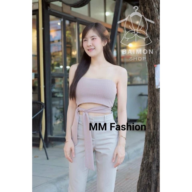 Áo ống cột dây nơ eo cực xinh , chất thun gân mềm mịn ( ảnh thật )