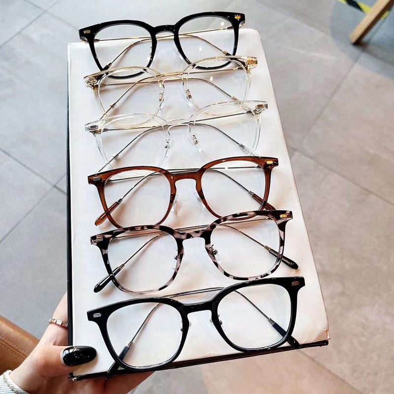 Kính giả cận thời trang nam nữ cao cấp dáng vuông Unisex gọng kim loại mảnh cá tính chống tia UV bảo vệ mắt LUMINA 089