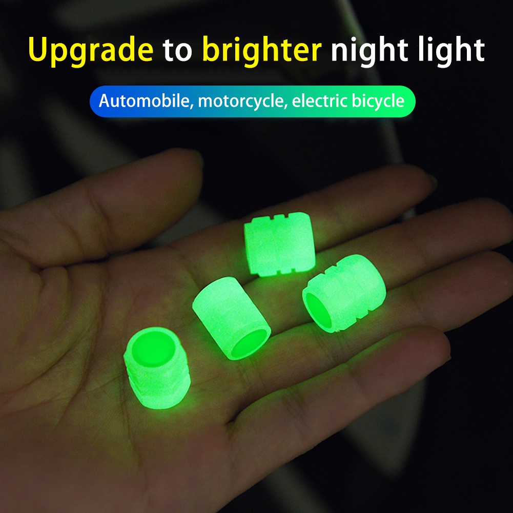Nắp van LED dạ quang phát sáng bằng nhựa chống bụi cho lốp xe/ bánh xe ô tô/ xe máy/ xe đạp