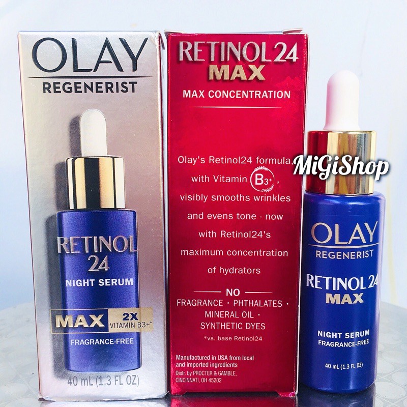 [Hàng Mỹ] Tinh Chất Dưỡng Da Ban Đêm Olay Retinol 24 Max Night Serum 40ml