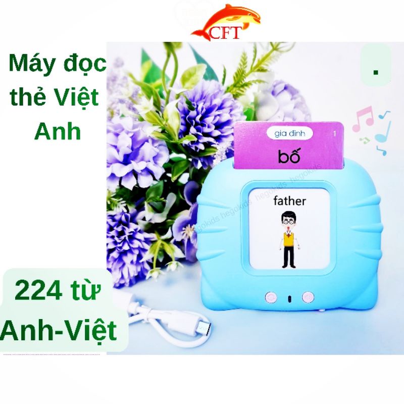 Máy đọc thẻ Flashcard tiếng anh việt song ngữ 10 chip giọng chuẩn hay có 224 từ tiếng Anh và 224 từ tiếng Việt