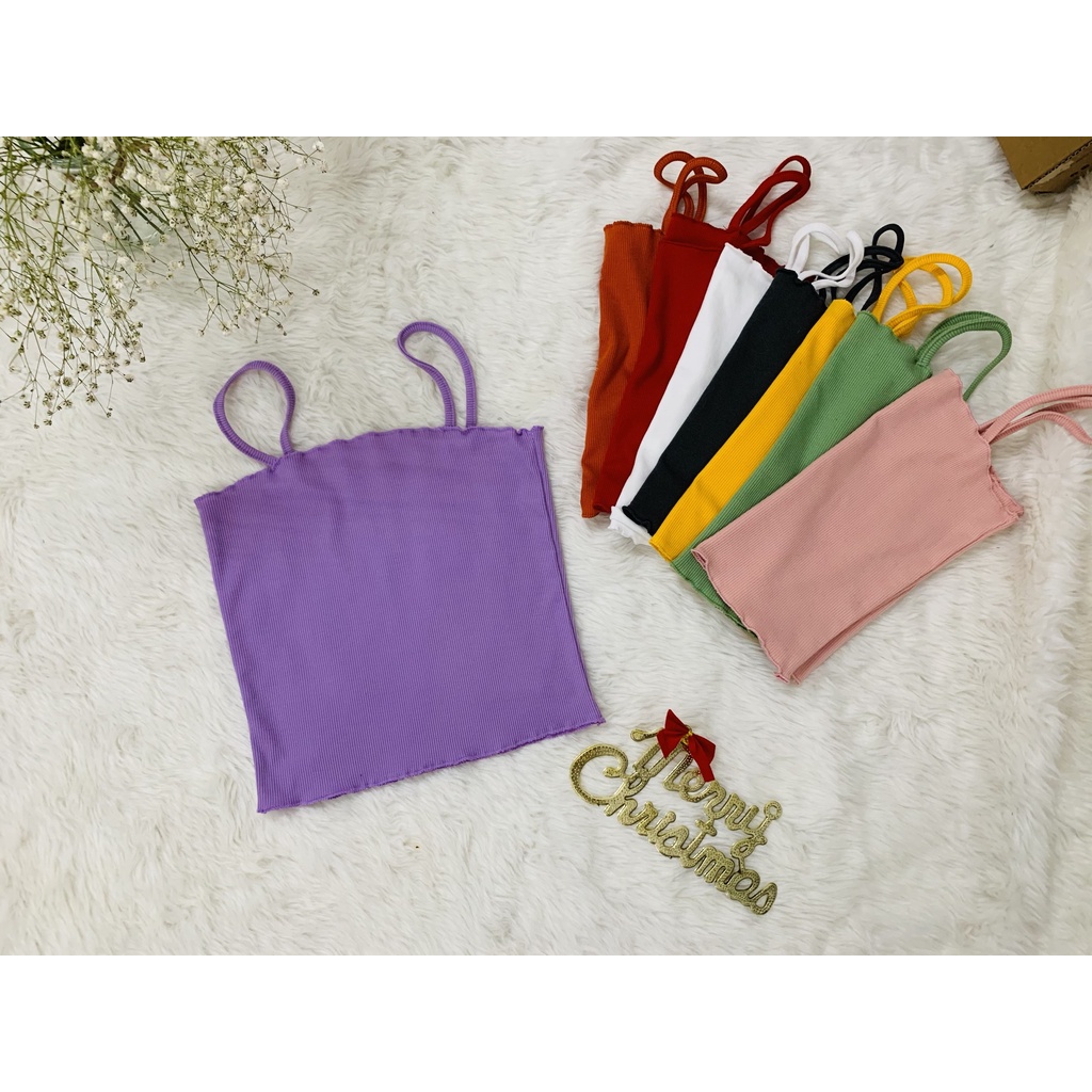 Áo hai dây, áo dây cuốn biên 8 màu, Tôn dáng ,Quyến Rũ co giãn( Ảnh Thật )