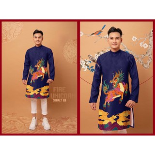 Áo Dài Gấm Cách Tân Nam Truyền Thống Tết 2021, Form Suông, Tôn Dáng