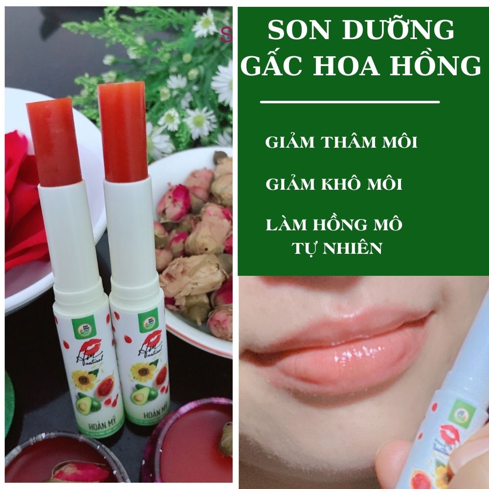 son dưỡng Hoàn Mỹ mềm môi, chống nẻ tinh chất Gấc, hoa hồng, giảm thâm môi, làm hồng và lên màu tự nhiên