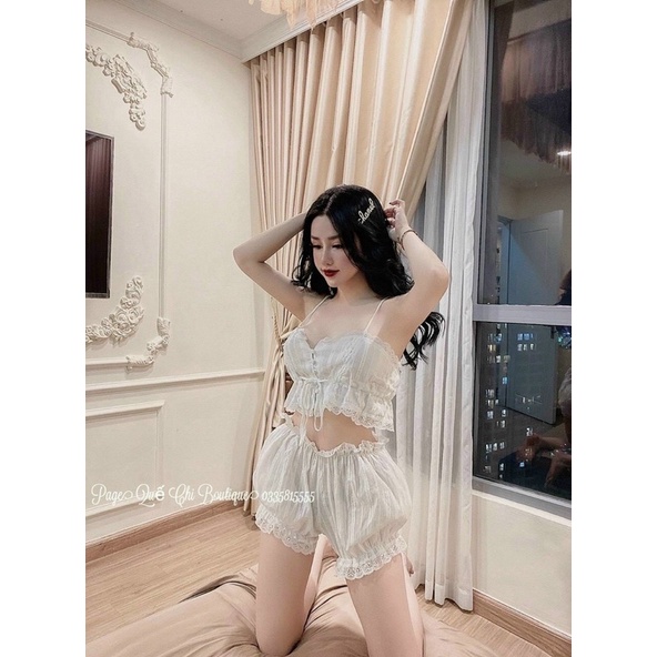 Bộ Đồ Ngủ Nữ Sexy , Sét Đồ Ngủ Gồm Áo 2 Dây Và Quần Bo Chun Gợi Cảm, Quyến Rũ Cho Nữ