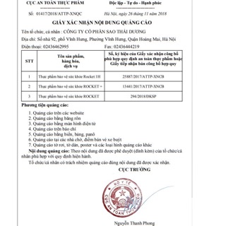 Thực phẩm bảo vệ sức khoẻ ROCKET 1h