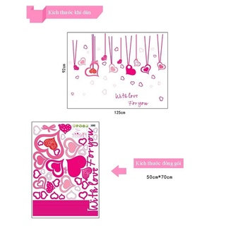 DECAL DÁN TƯỜNG DÂY LEO TRÁI TIM HỒNG