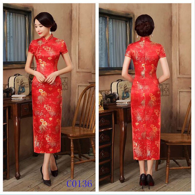 Chinese Traditional Long Cheongsam Plus Size Vintage Slim Female Women Qipao Dress