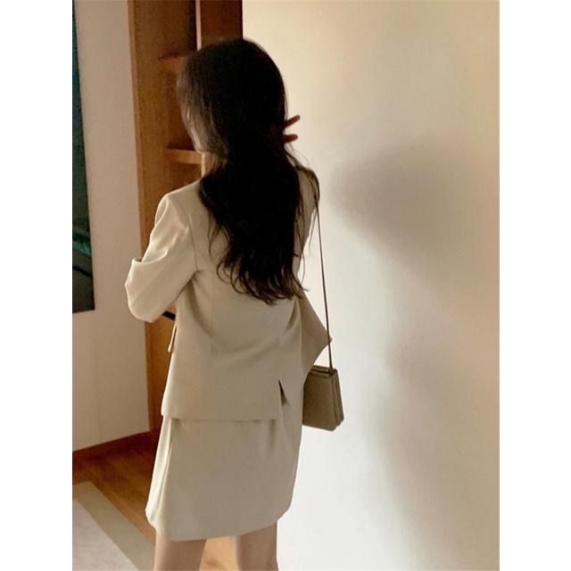 Áo khoác blazer cổ chữ v/ váy lưng cao phong cách retro mới mẫu 45278 | BigBuy360 - bigbuy360.vn