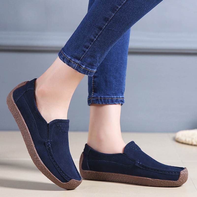 Đôi giày lười bằng da lộn 6 màu tùy chọn cho nữ size 35-42