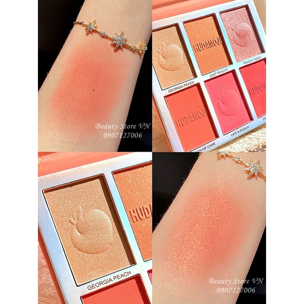 [FREESHIP] Bảng Phấn Má Hồng Bắt Sáng Nhũ Lấp Lánh 6 in 1 Peaches Blush Palette