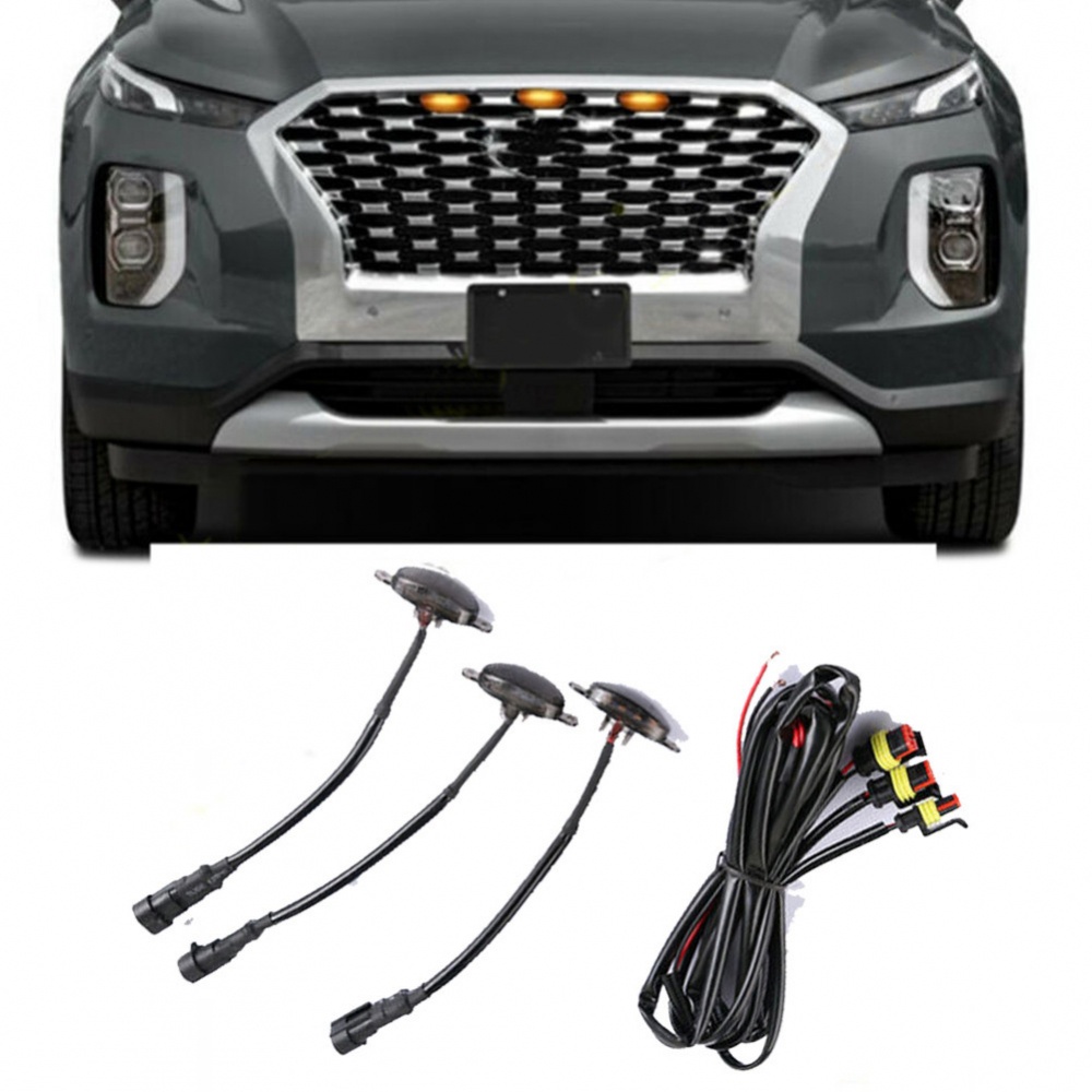 Đèn LED Ánh Sáng Vàng Gắn Trang Trí Lưới Tản Nhiệt Cho Xe Toyota RAV4 2019-2021