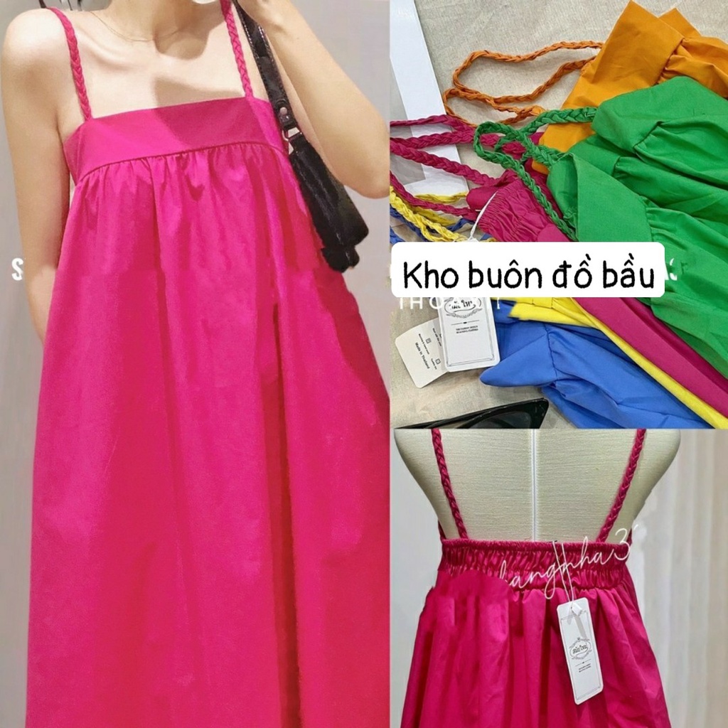 Váy bầu 2 dây thời trang cao cấp mềm mại - Đầm Maxi mặc nhà hay đi biển đều xinh V339