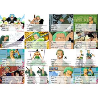 Nhãn vở anime one piece 16 nhãn vở 1 tờ giá 10k