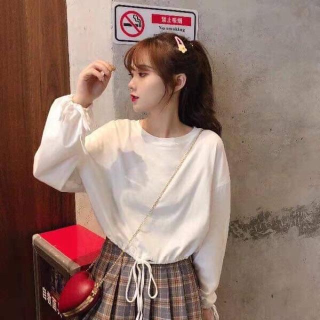 Áo thun trơn buộc gấu