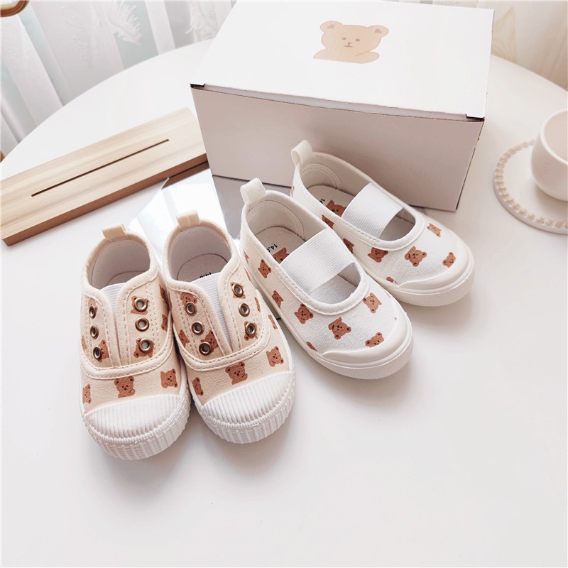 Giày quai dán cho bé họa tiết gấu dễ thương giày thể thao cho bé G5