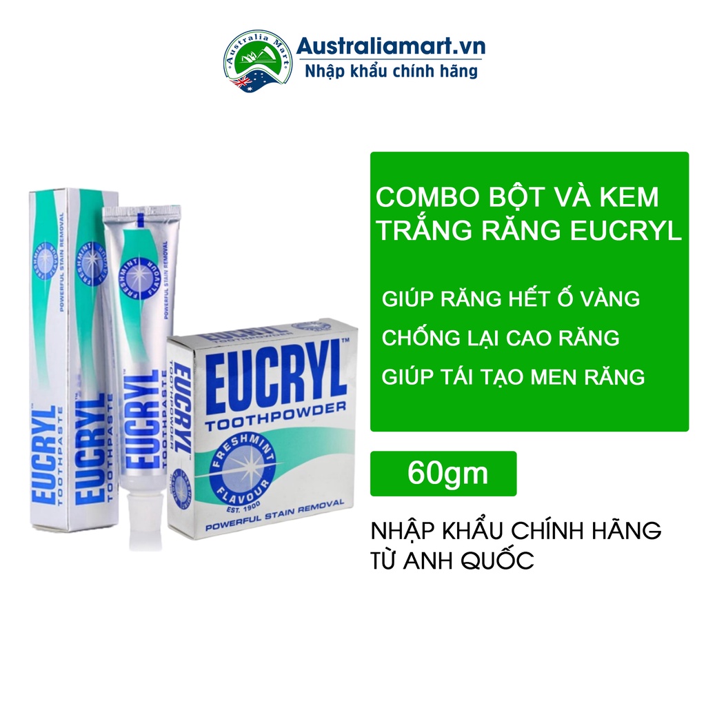 Combo kem đánh trắng răng và bột tẩy trắng răng Eucryl