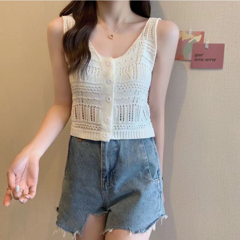 Áo cardigan Dệt Kim Mỏng Không Tay Phong Cách Hàn Quốc Thời Trang Mới Cho Nữ