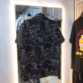 Áo Sơ Mi Nam Form Rộng Tay Ngắn Họa Tiết Xương Phong Cách Unisex - MAYLANSTORE