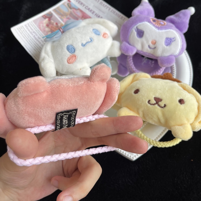 SANRIO Dây Cột Tóc Cao Su Co Giãn Bọc Vải Lông Dễ Thương Hợp Thời Trang Cho Bé Gái timetunnel