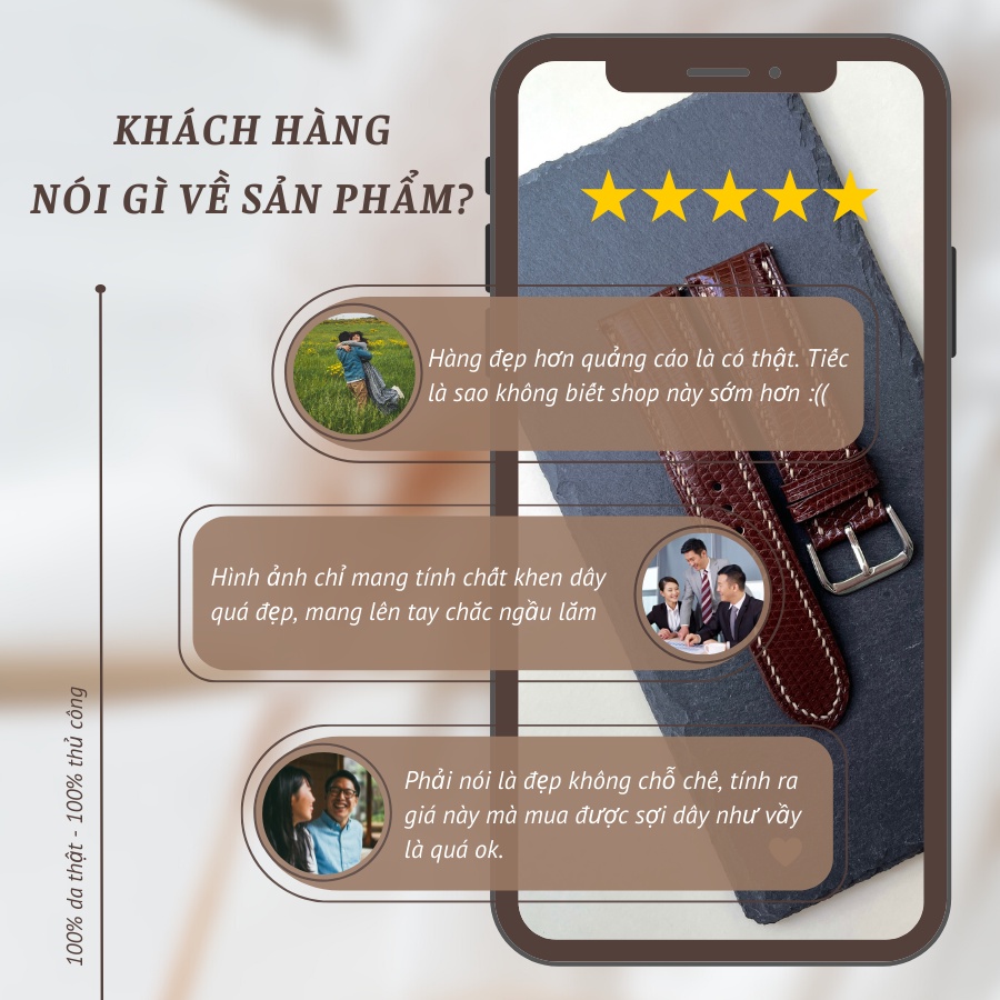 Dây Đồng Hồ Da Kỳ Đà Nam 20mm, 22mm Da Thật Chính Hãng, Handmade Cao Cấp, Chống Nước, Bảo Hành 1 Năm