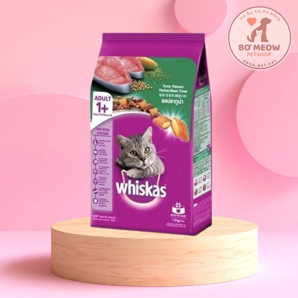 WHISKAS HẠT CHO MÈO TRƯỞNG THÀNH VÀ MÈO CON TÚI 1,2KG