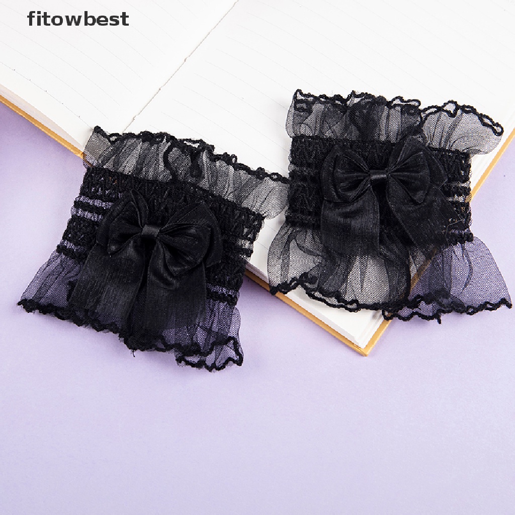 1 Cặp Găng Tay Ống Loe Mỏng Xếp Ly Giả Phối Bèo Cột Nơ Thời Trang Cho Nữ