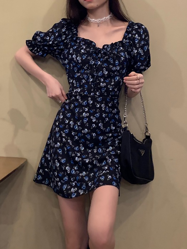 [QUÀ TẶNG LÀ GÓI XẢ VẢI BẠN NHÉ] Váy midi dài 2021 [COCORY] đầm midi dài hoa nhí cổ vuông tay ngăn thời trang hàn quốc | BigBuy360 - bigbuy360.vn