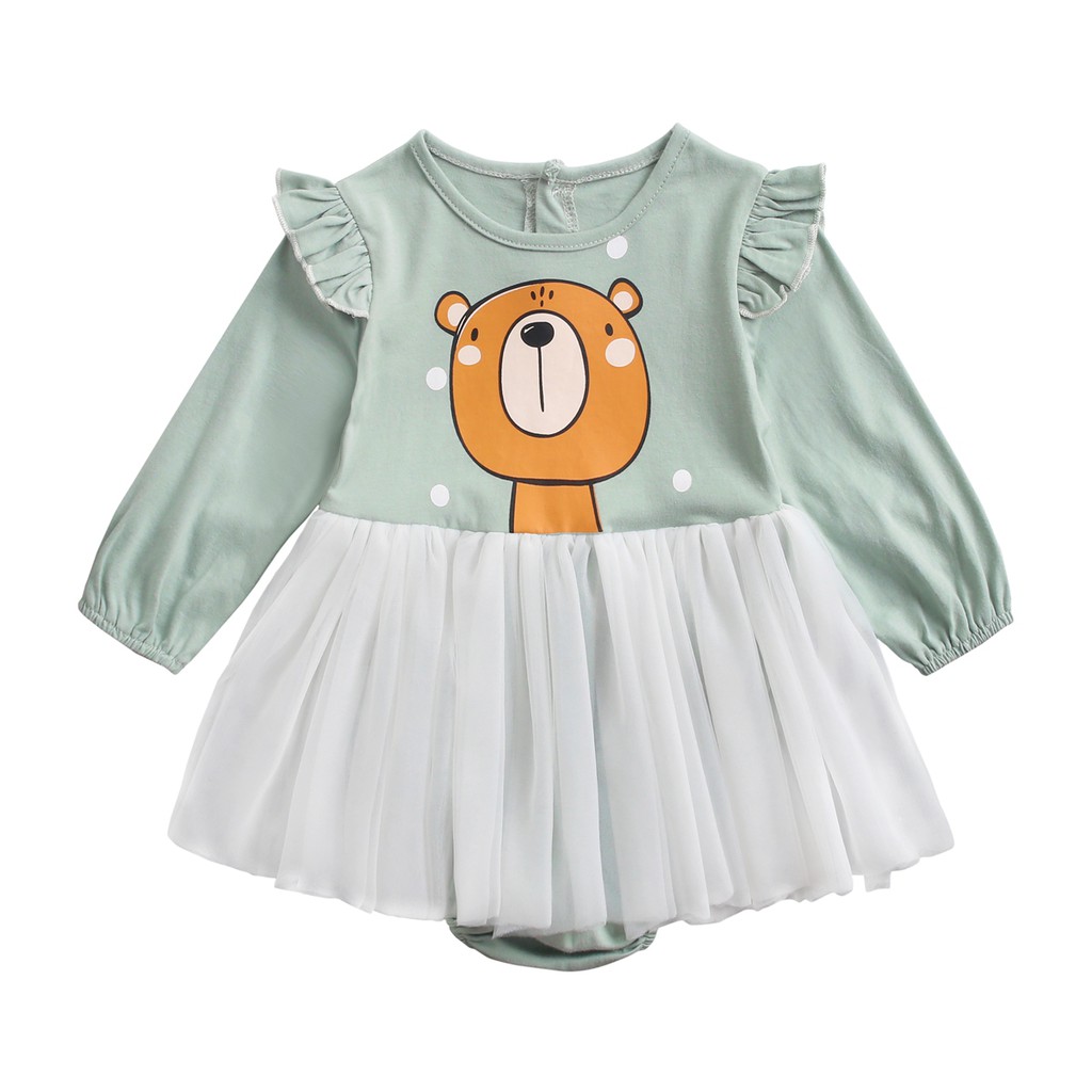 Áo liền thân Sanlutoz họa tiết chú gấu xinh xắn cho bé gái