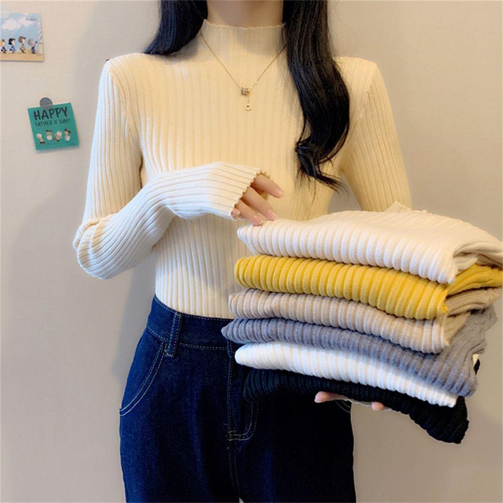 Áo Sweater Dệt Kim Dáng Ôm Thời Trang Thu Đông Cho Nữ