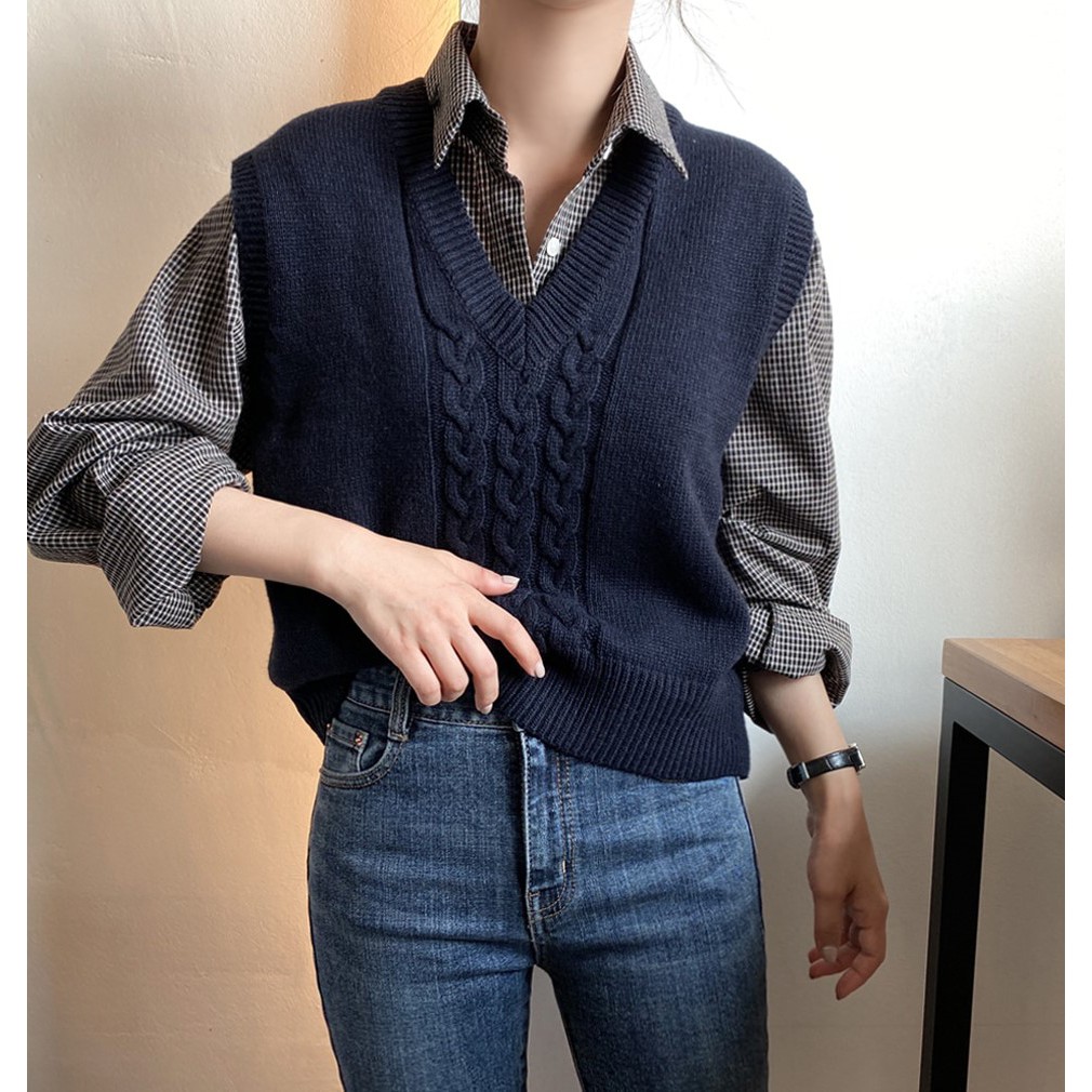 Áo sơ mi ca rô dài tay đơn giản thanh lịch dành cho nữ 38704