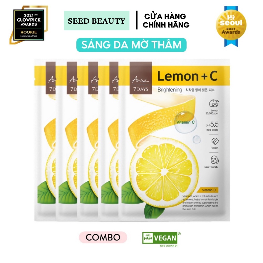 Combo 5 mặt nạ Ariul 7 Days Chanh + Vitamin C 23ml - Seedbeauty