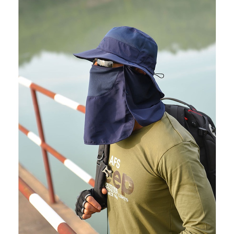 Mũ Tai Bèo Vành Rộng Phối Lưới Thoáng Khí Chống Tia UV Nhanh Khô