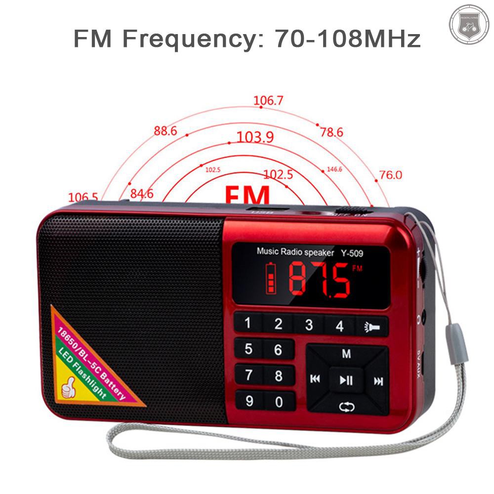 ☞[ready stock]Y-509 Portable FM Radio Mini Digital Raido Speaker with LED Flashlight Screen Display MP3 Music Player